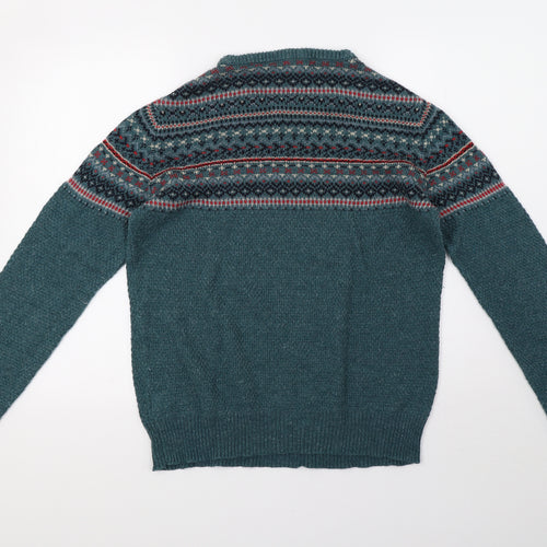 Peacocks Mens Green Geometric Knit Pullover Sweatshirt Size S