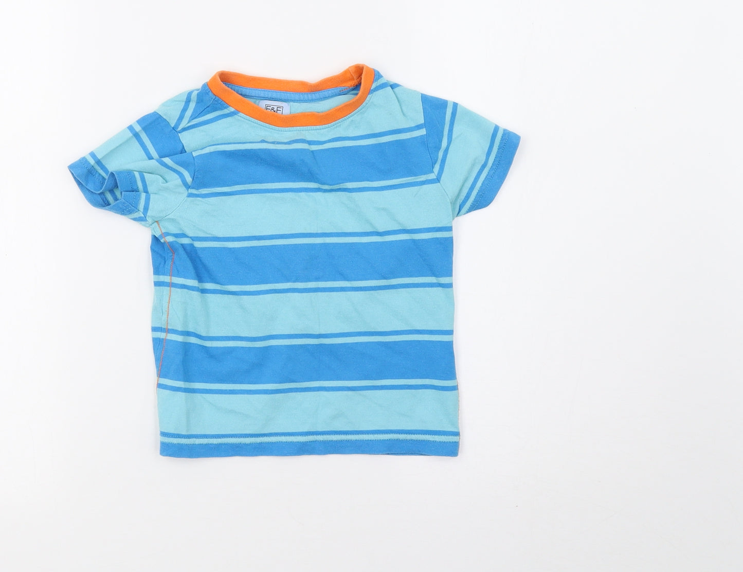 F&F Boys Blue Striped  Basic T-Shirt Size 18-24 Months