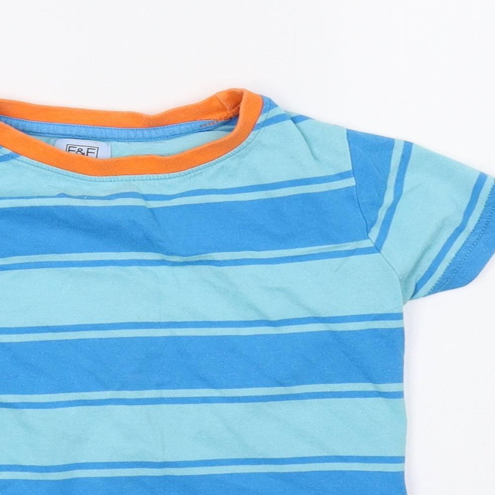 F&F Boys Blue Striped  Basic T-Shirt Size 18-24 Months