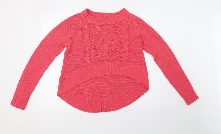 Louche Womens Pink Knit Pullover Sweatshirt Size 10 - cropped at front