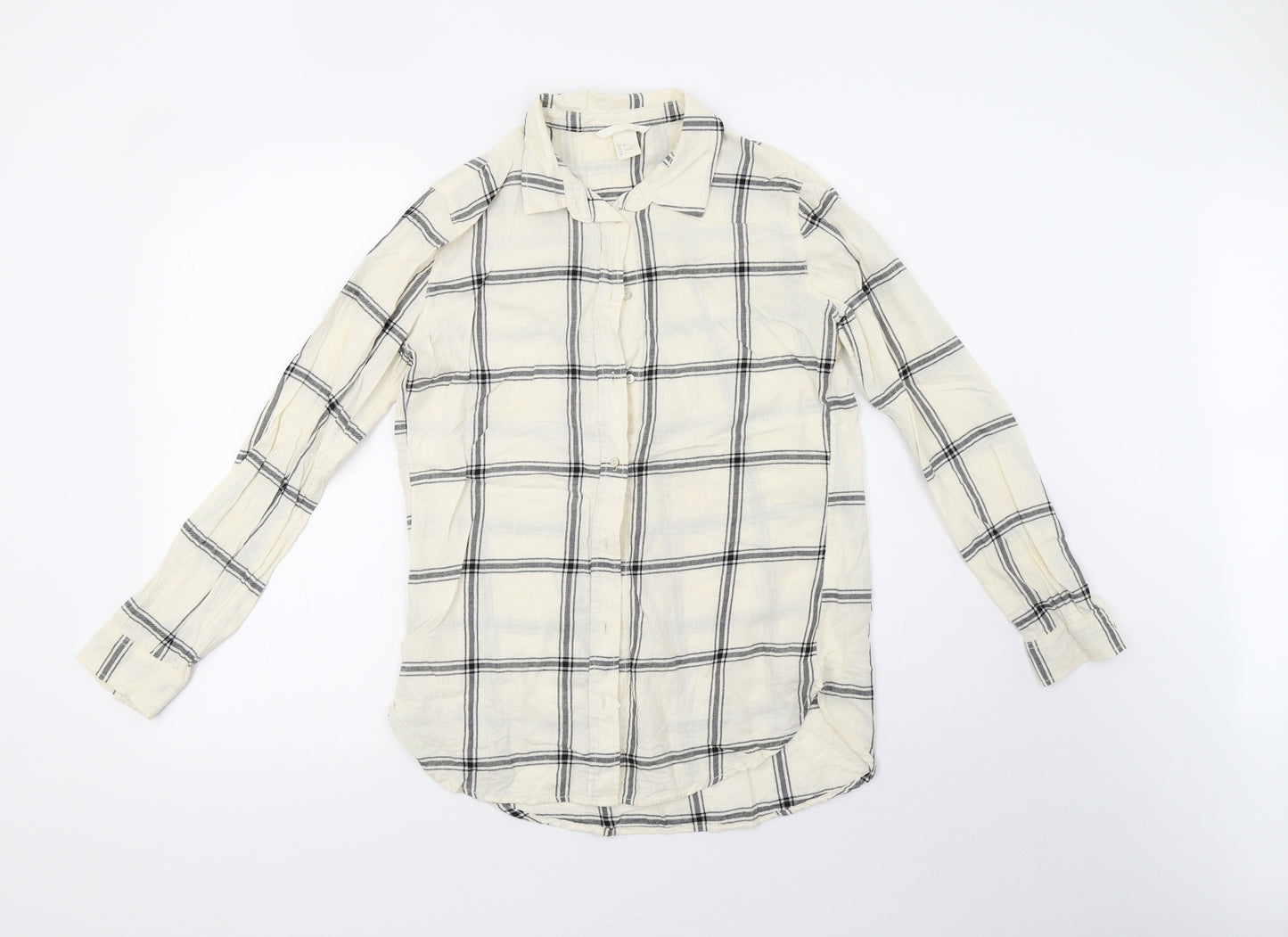 H&M Womens Grey Check  Basic Button-Up Size 36