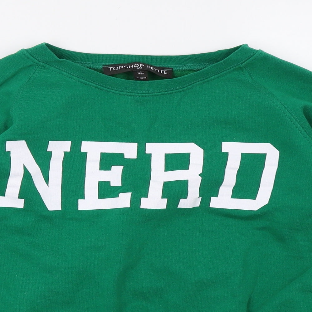 Topshop Womens Green   Pullover Sweatshirt Size M