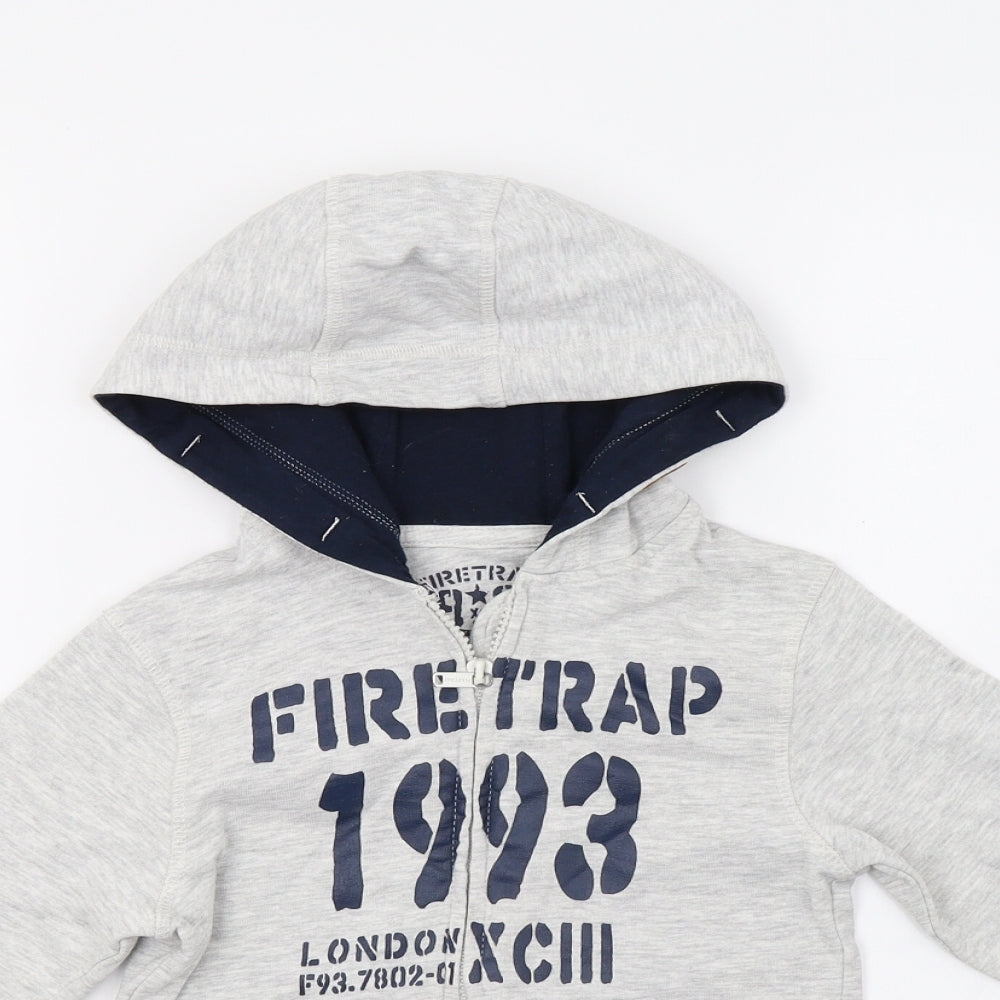 Firetrap Boys Grey   Full Zip Hoodie Size 5-6 Years