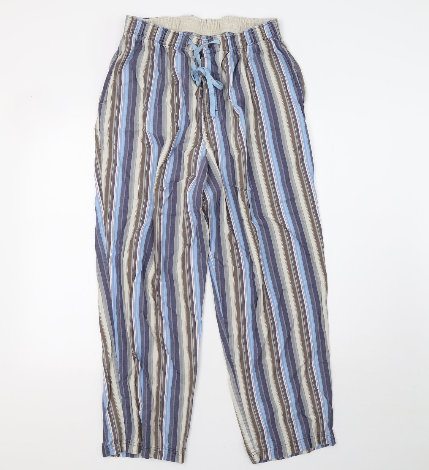 Marks and Spencer Mens Blue Striped   Pyjama Pants Size M