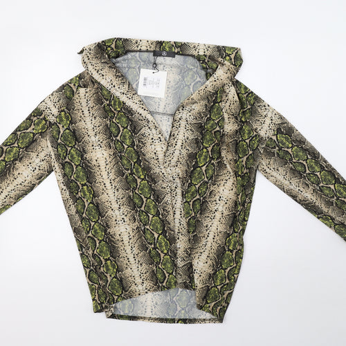 Missguided Womens Green Animal Print  Basic Blouse Size 8