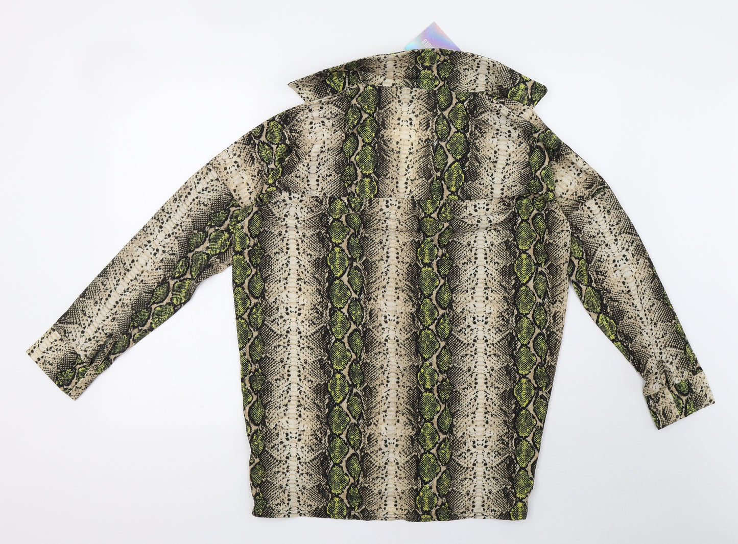 Missguided Womens Green Animal Print  Basic Blouse Size 8