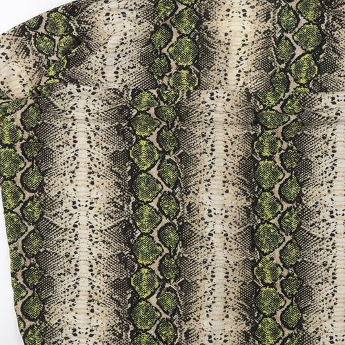 Missguided Womens Green Animal Print  Basic Blouse Size 8