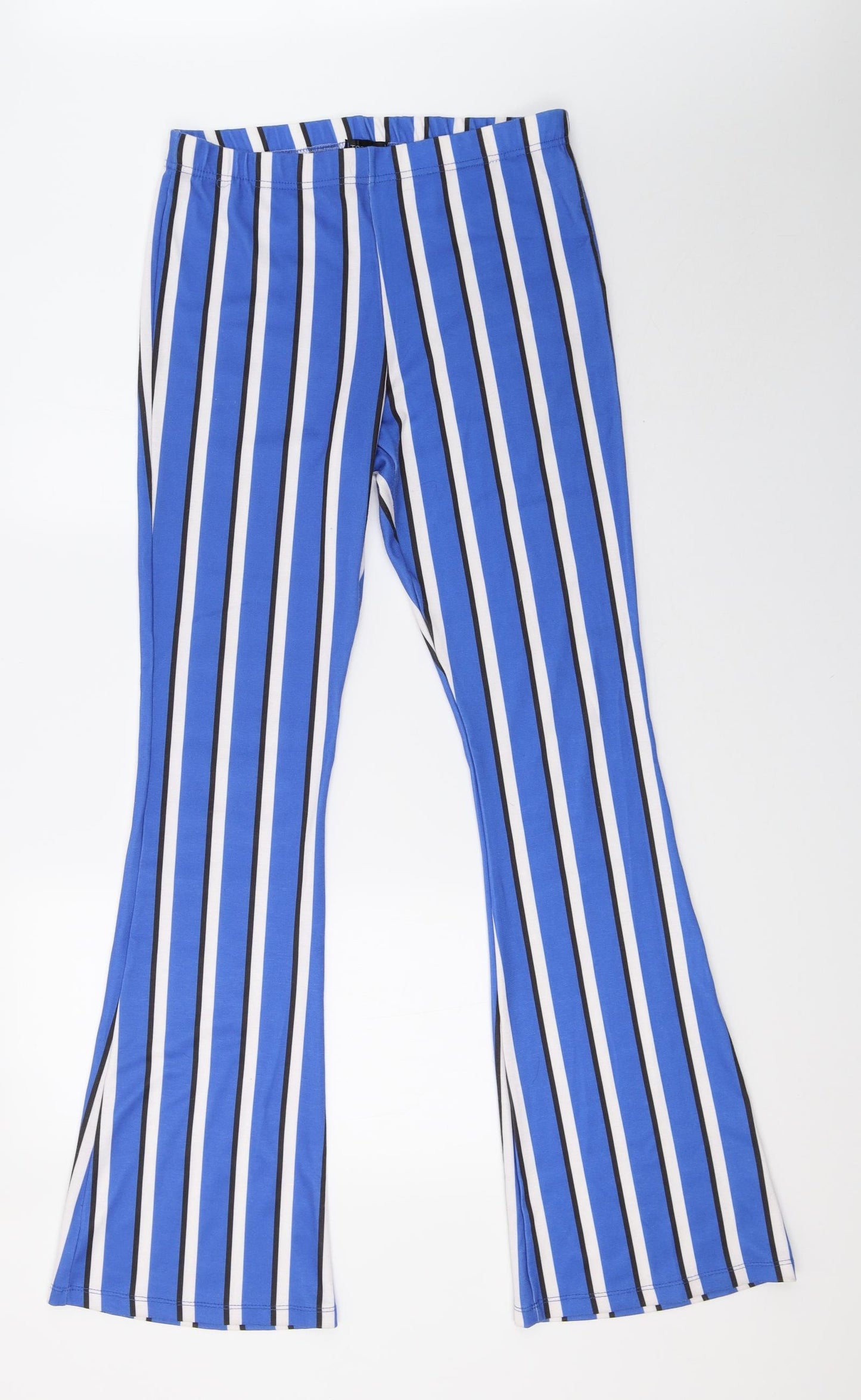 Topshop Womens Blue Striped  Trousers  Size 14 L34 in