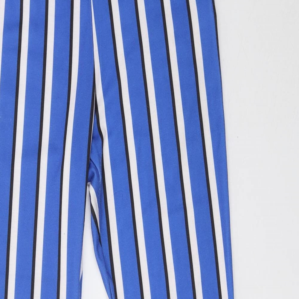 Topshop Womens Blue Striped  Trousers  Size 14 L34 in