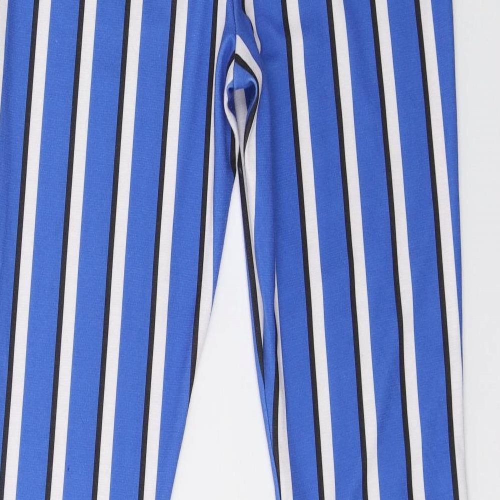 Topshop Womens Blue Striped  Trousers  Size 14 L34 in