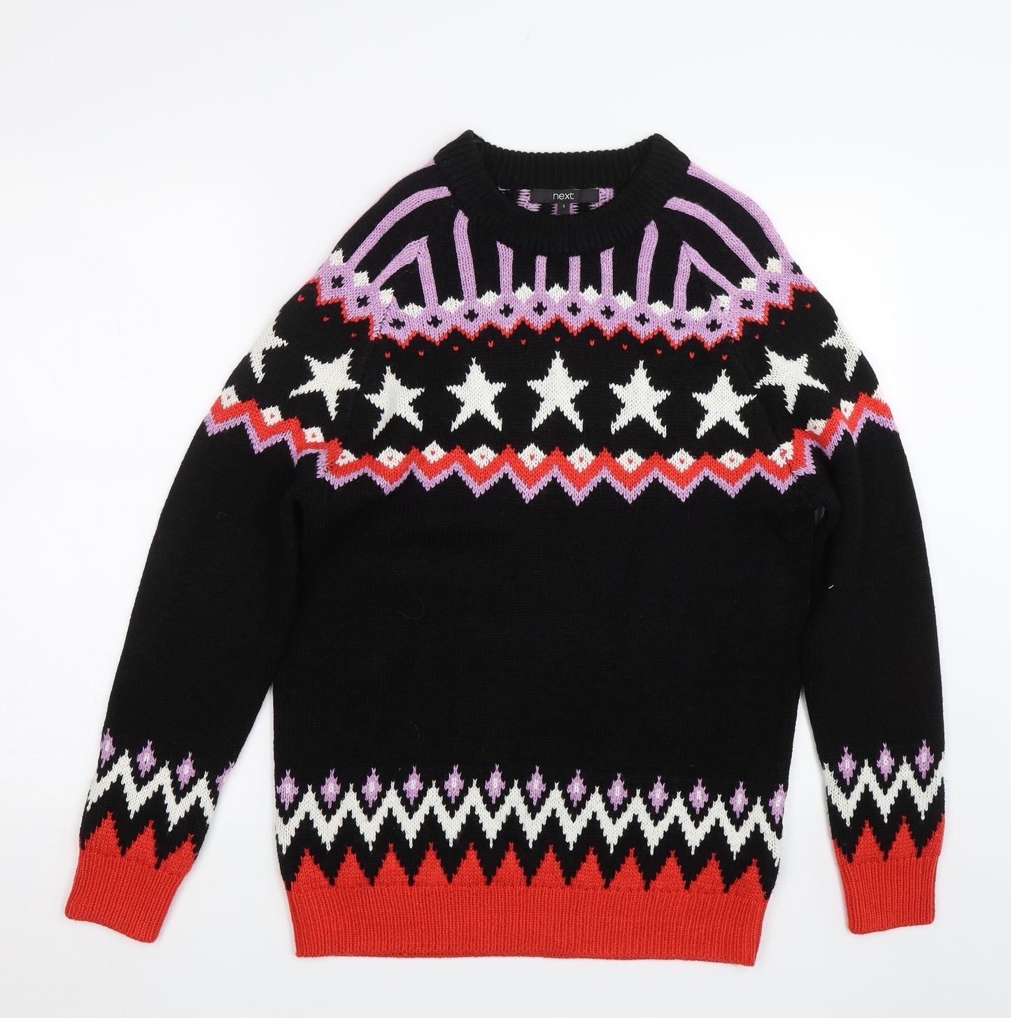 NEXT Womens Black Fair Isle  Pullover Jumper Size S