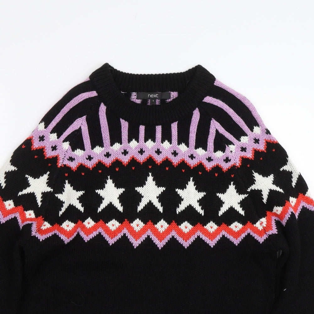 NEXT Womens Black Fair Isle  Pullover Jumper Size S