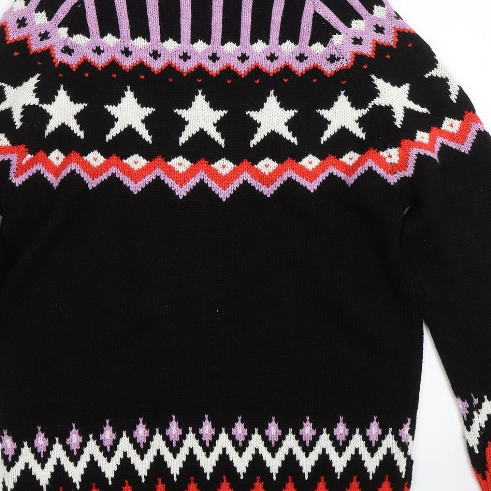 NEXT Womens Black Fair Isle  Pullover Jumper Size S