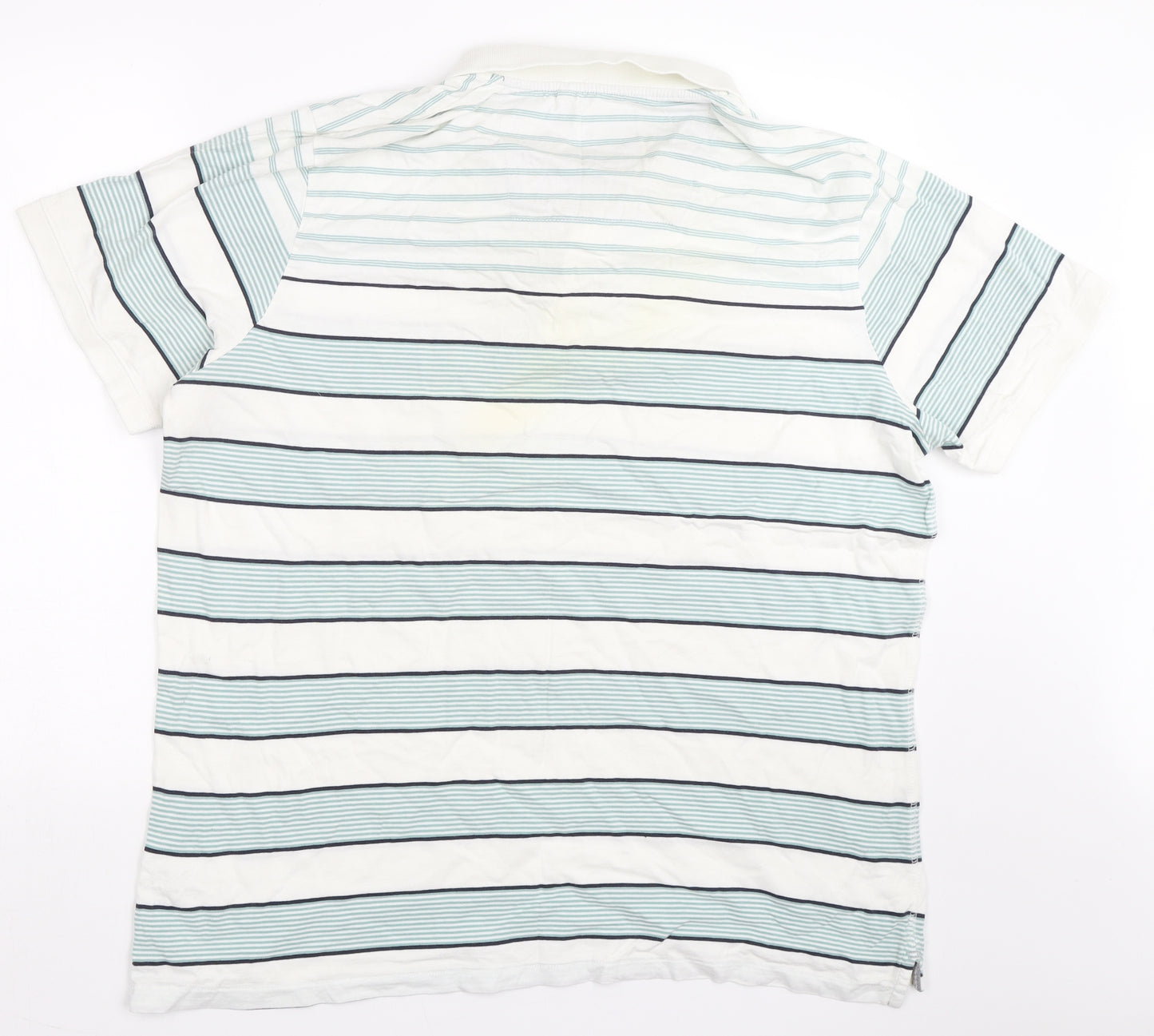 George Mens White Striped   Polo Size 2XL