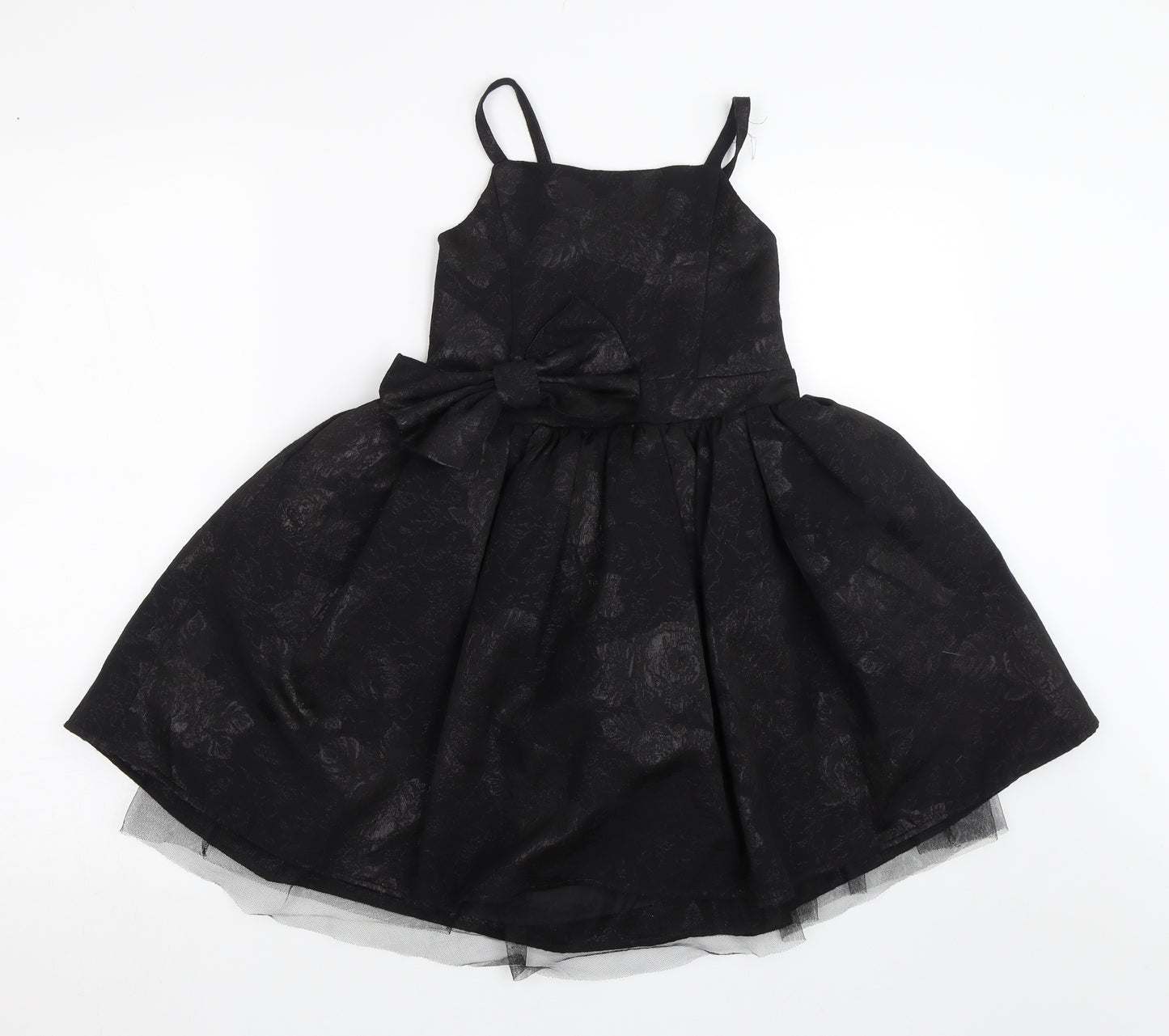 George Girls Black Floral  Ball Gown  Size 8-9 Years