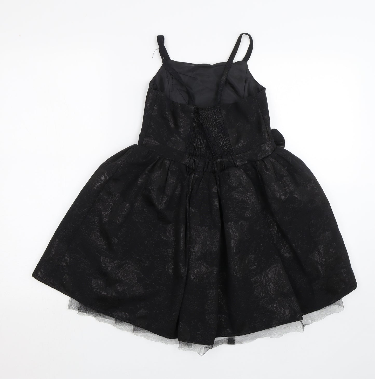George Girls Black Floral  Ball Gown  Size 8-9 Years