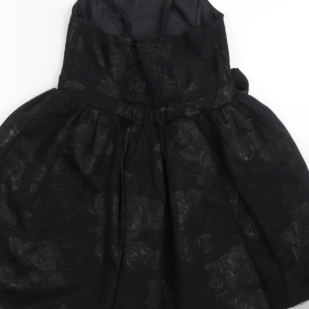 George Girls Black Floral  Ball Gown  Size 8-9 Years