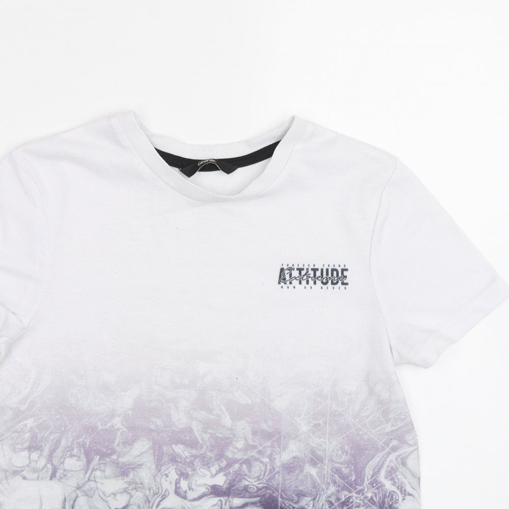 George Boys White Geometric  Basic T-Shirt Size 9-10 Years