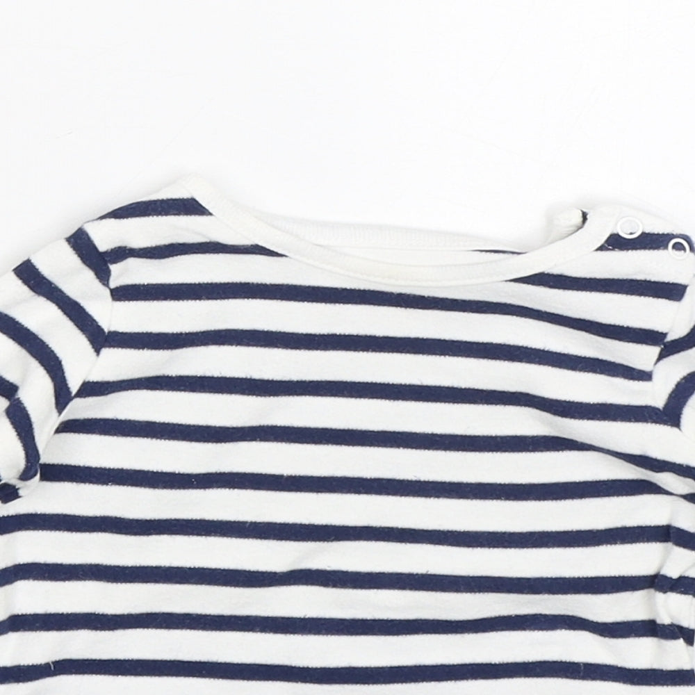 F&F Girls Blue Striped  Basic T-Shirt Size 6-9 Months