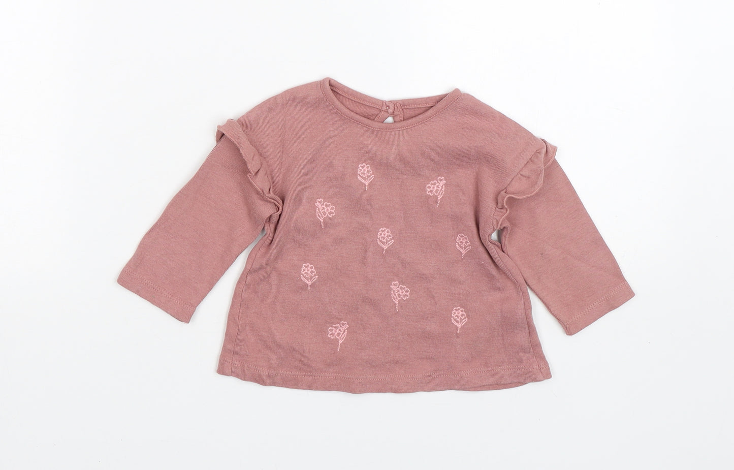 George Girls Pink Floral  Basic T-Shirt Size 3-6 Months