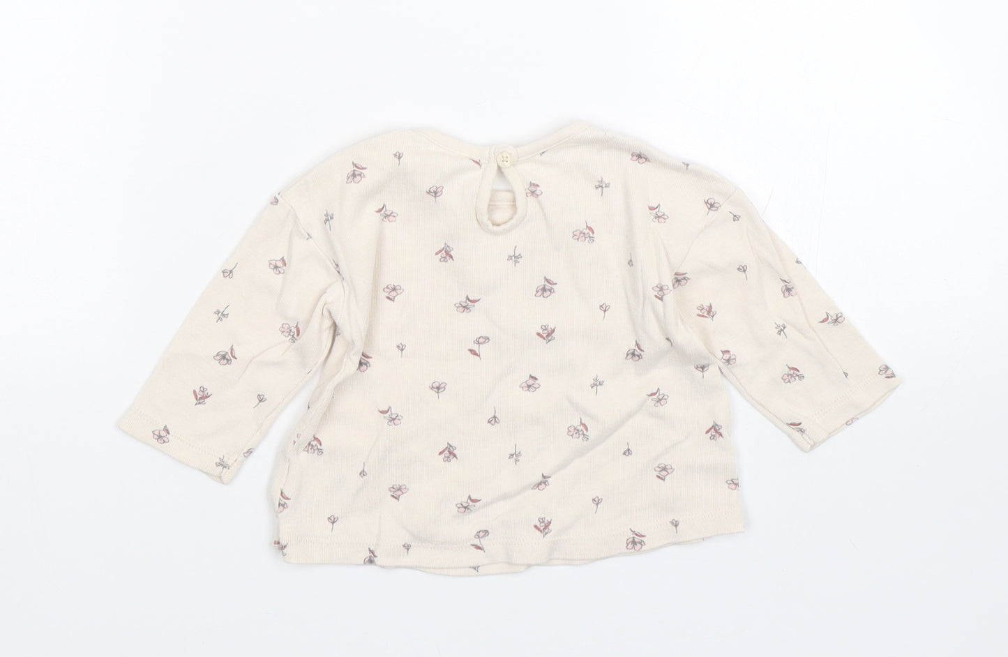 George Girls Beige Floral  Basic T-Shirt Size 3-6 Months