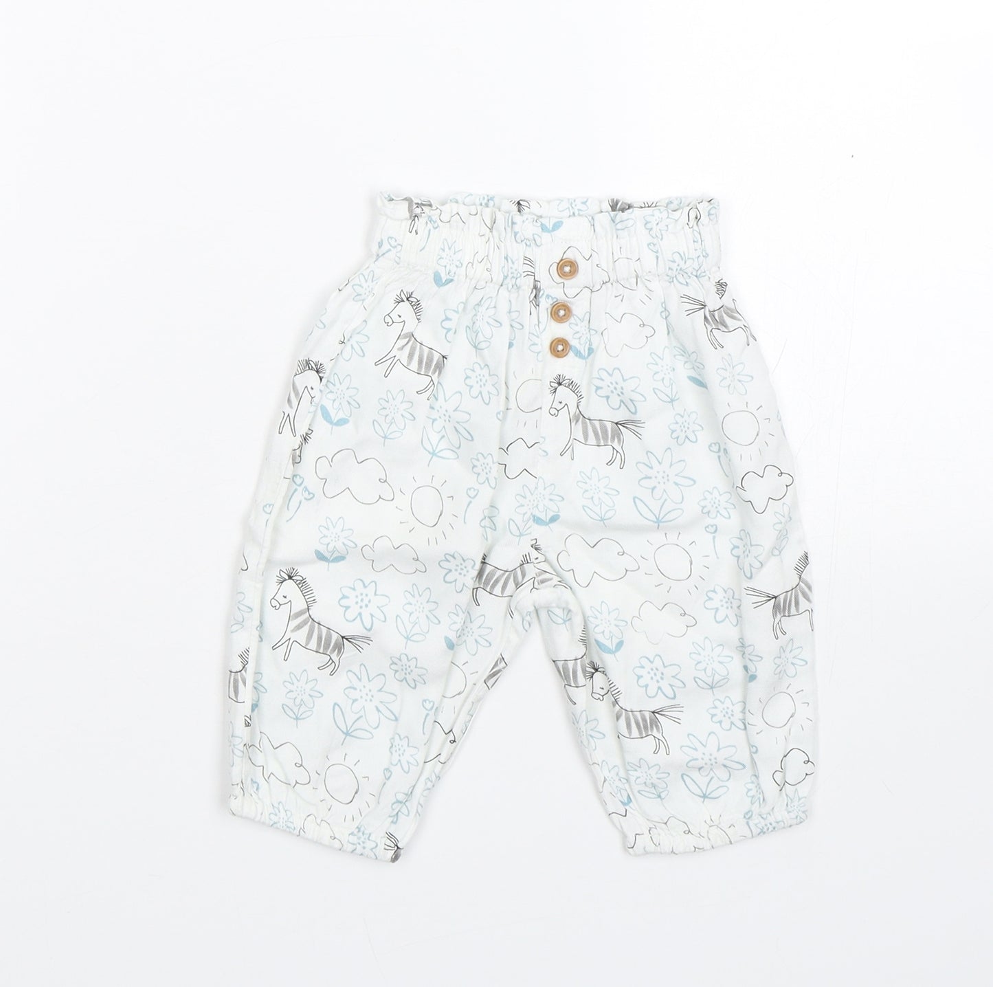 M&S Baby White Floral  Sweatpants Trousers Size 0-3 Months