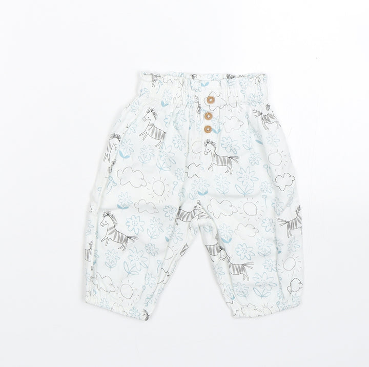 M&S Baby White Floral  Sweatpants Trousers Size 0-3 Months
