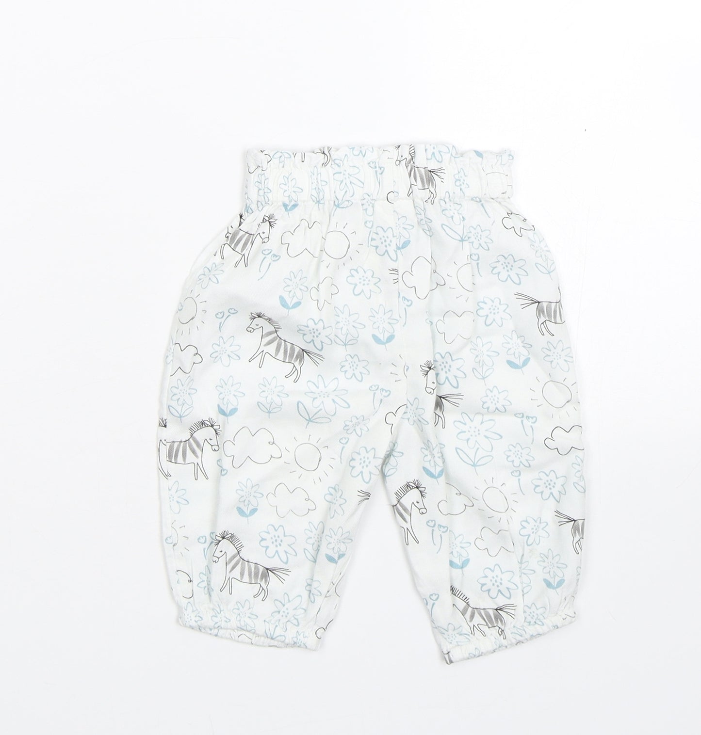 M&S Baby White Floral  Sweatpants Trousers Size 0-3 Months