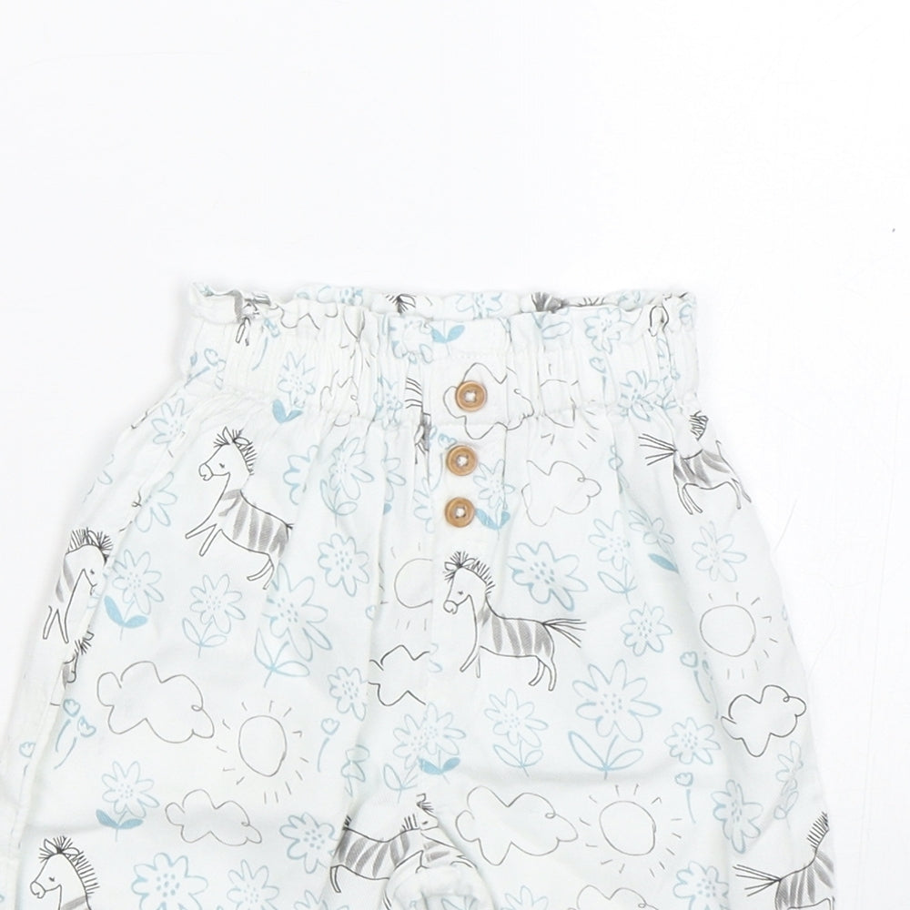 M&S Baby White Floral  Sweatpants Trousers Size 0-3 Months