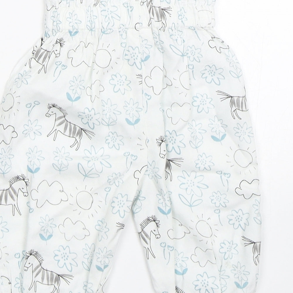 M&S Baby White Floral  Sweatpants Trousers Size 0-3 Months