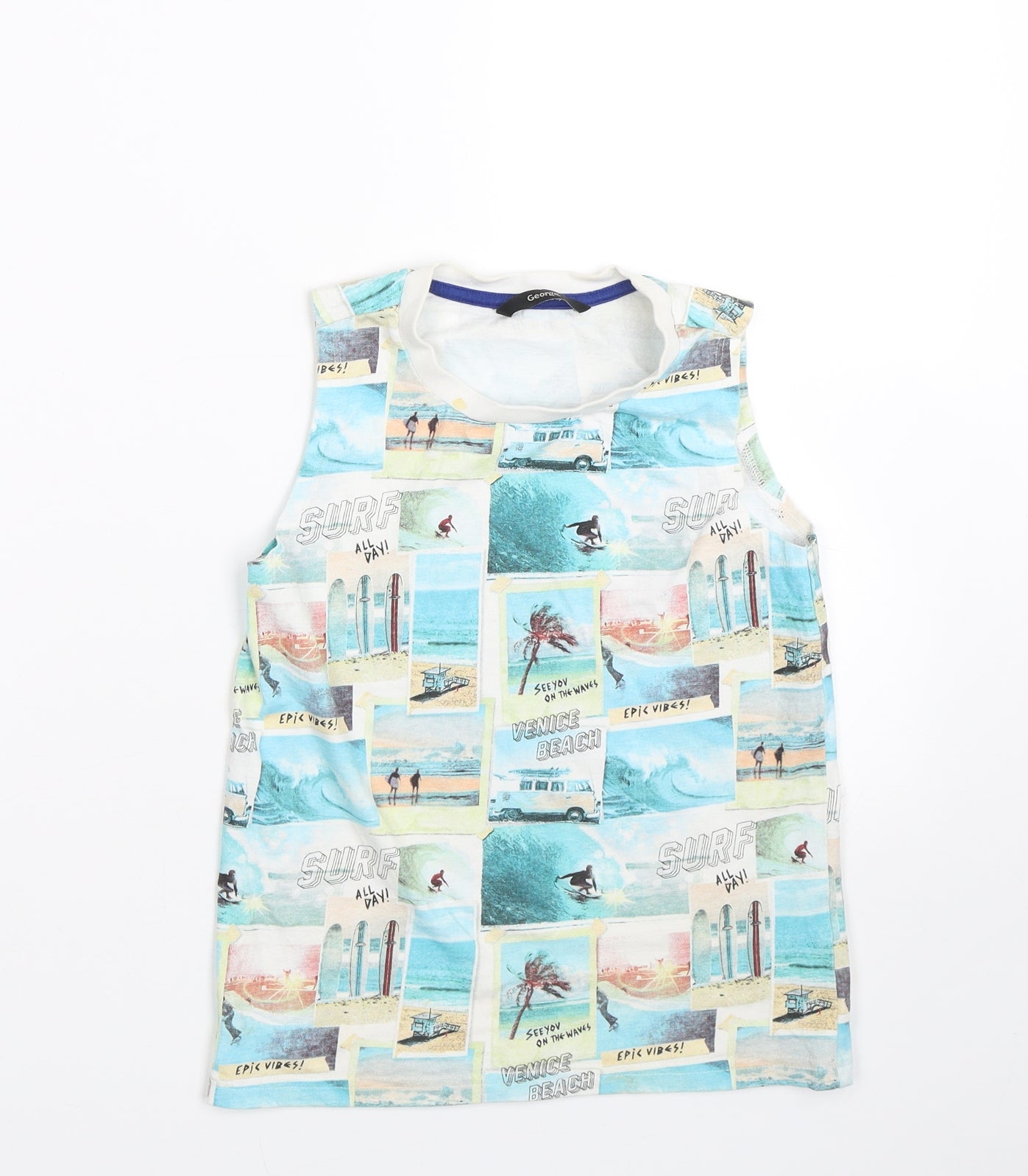 George Boys Multicoloured   Basic Tank Size 6-7 Years  - Surf