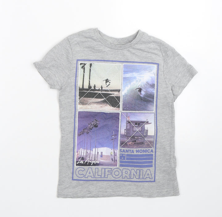 M&S Boys Grey Basic T-Shirt Size 6-7 Years