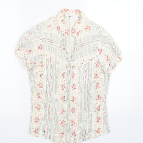 NEXT Womens White Striped  Basic Button-Up Size 10