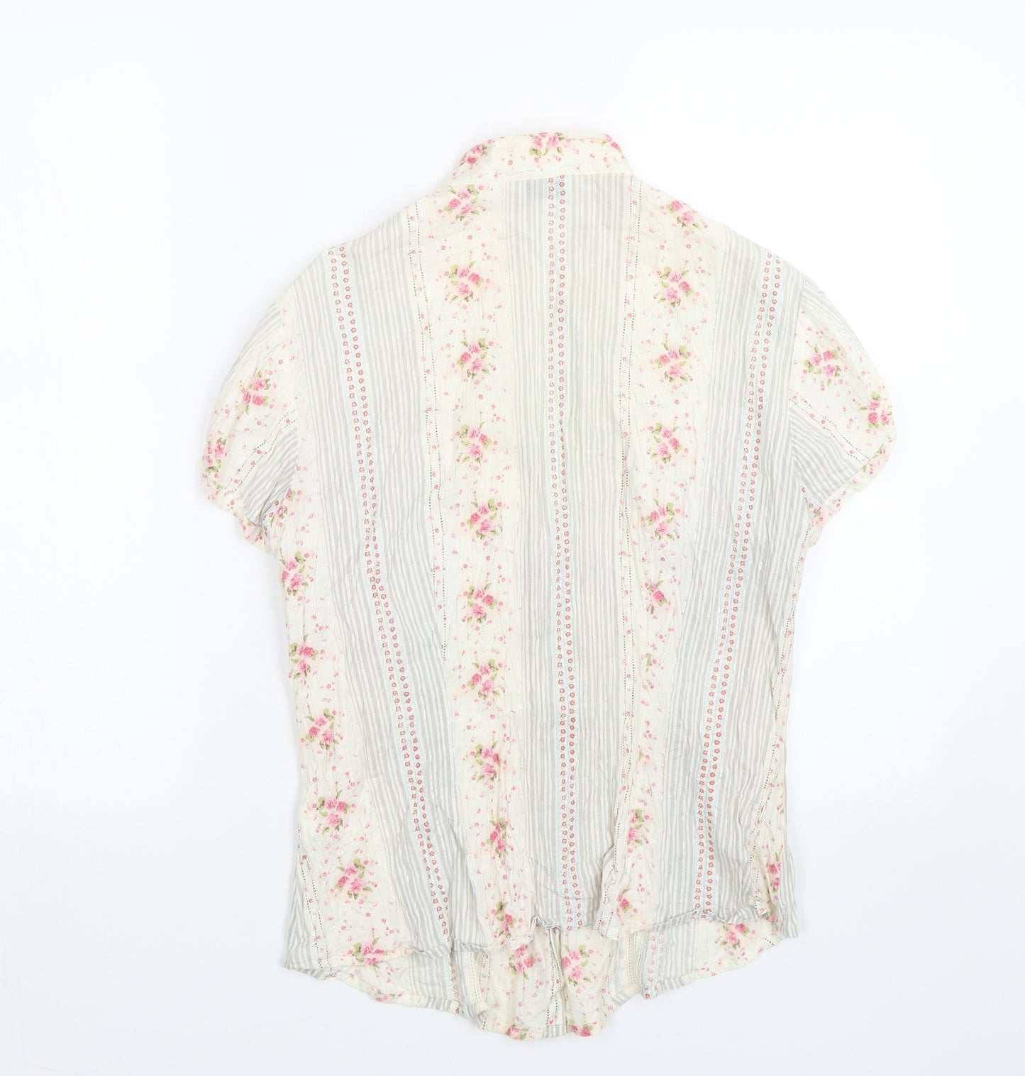 NEXT Womens White Striped  Basic Button-Up Size 10