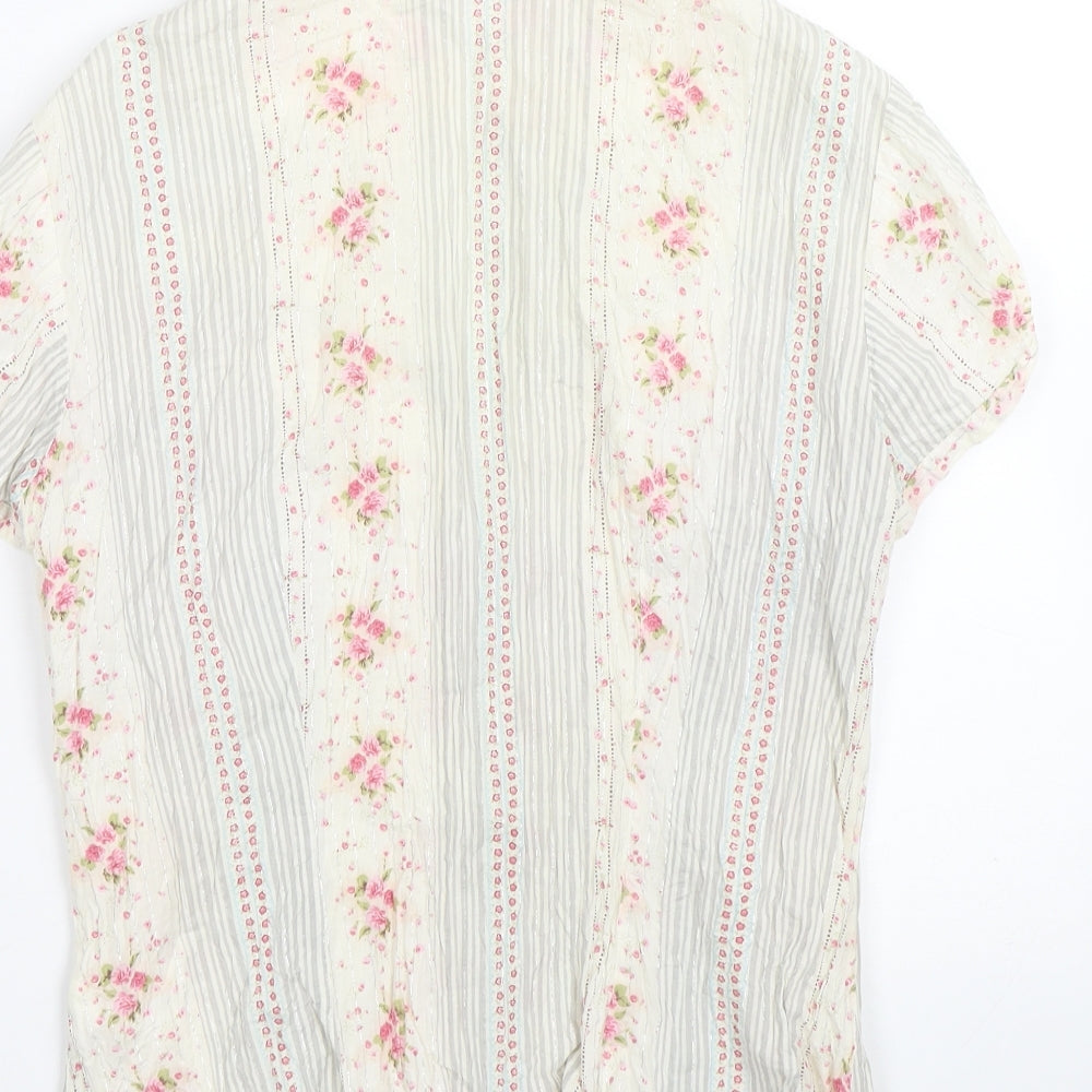 NEXT Womens White Striped  Basic Button-Up Size 10