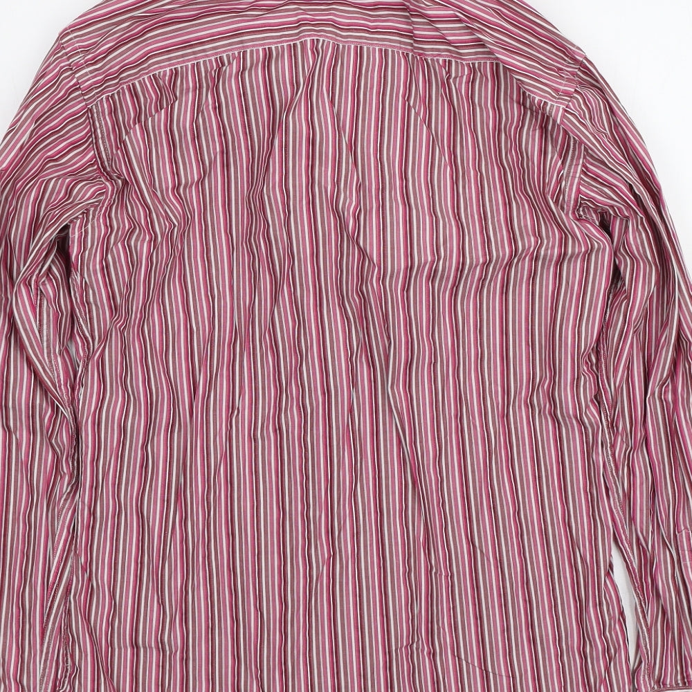 NEXT Mens Pink Striped   Button-Up Size 16