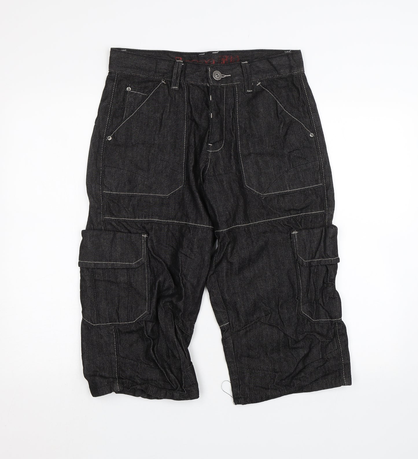 Denim co Mens Black  Denim Cargo Shorts Size 32