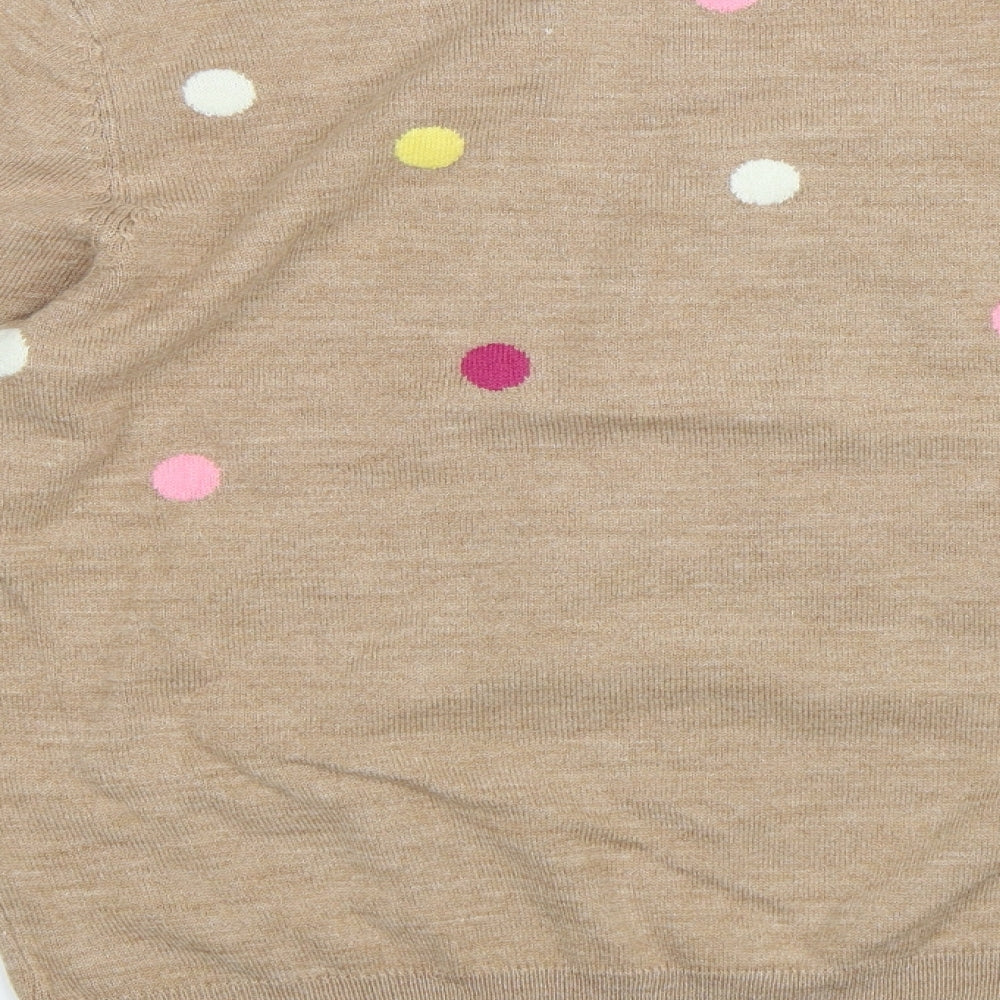M&S Womens Brown Polka Dot  Pullover Jumper Size 12
