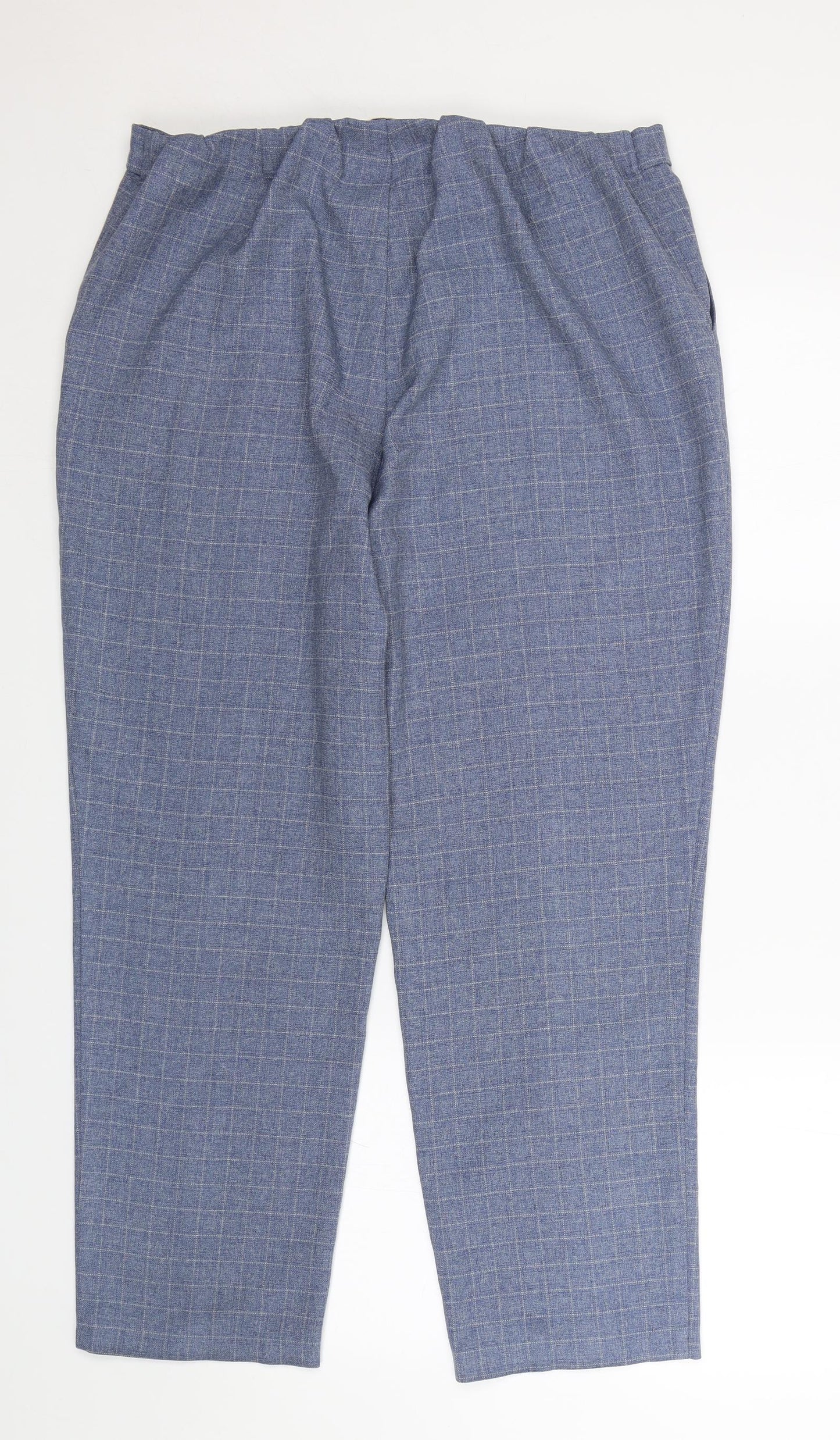 M&S Womens Blue Check  Cropped Trousers Size 14 L26 in
