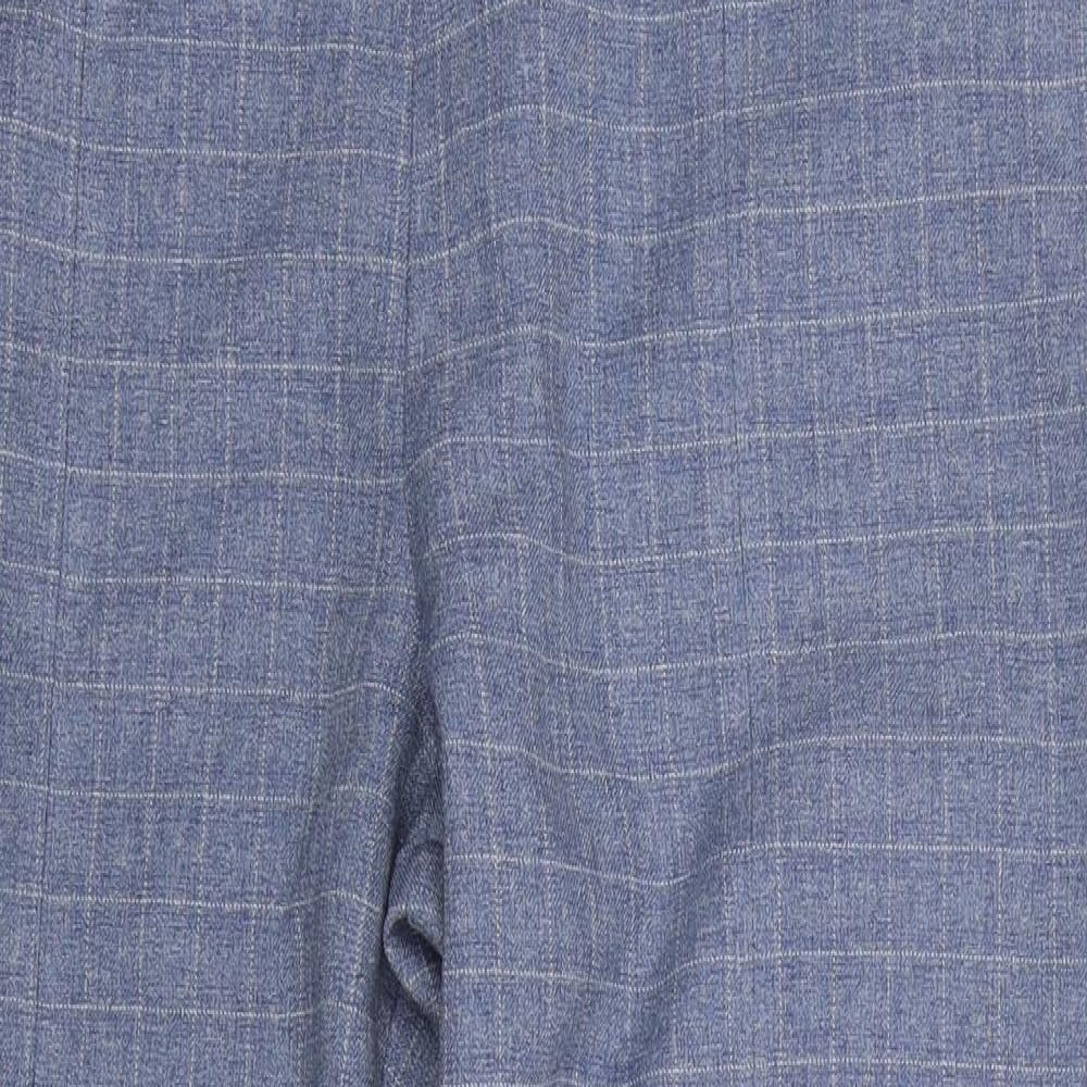 M&S Womens Blue Check  Cropped Trousers Size 14 L26 in