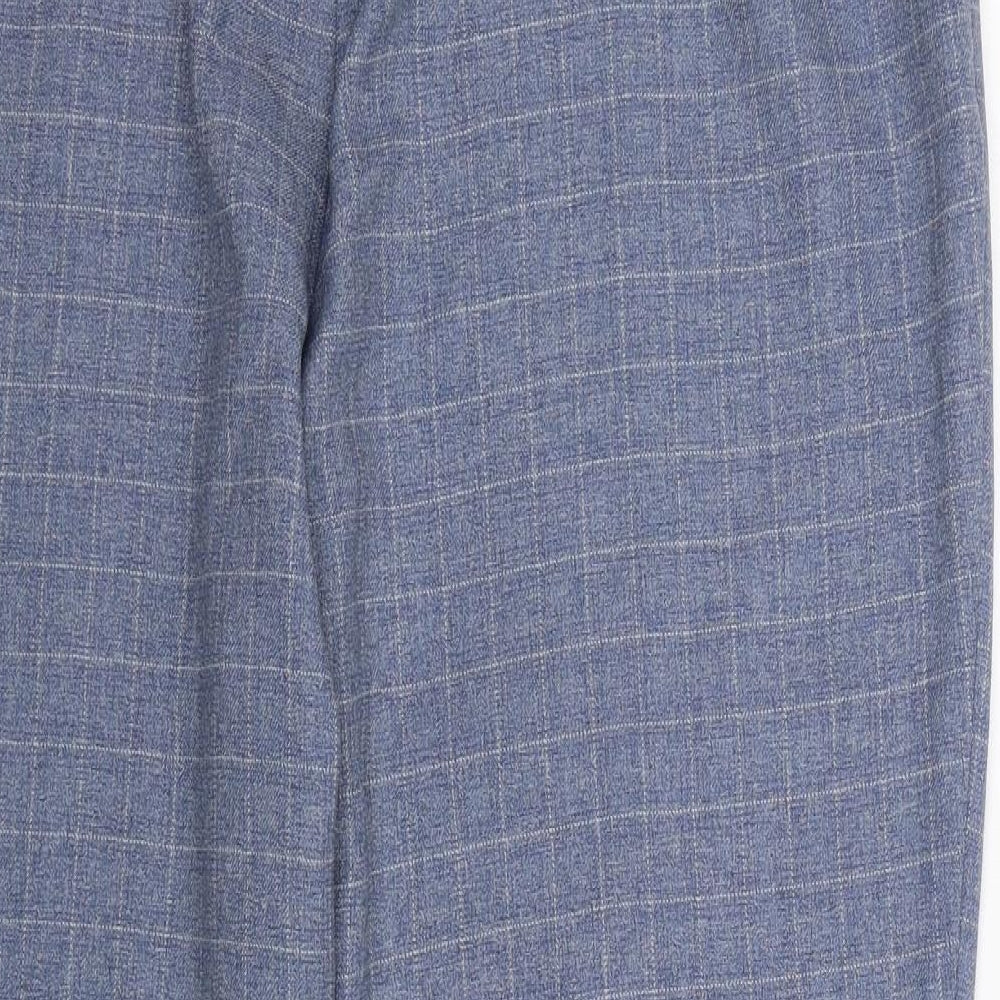 M&S Womens Blue Check  Cropped Trousers Size 14 L26 in