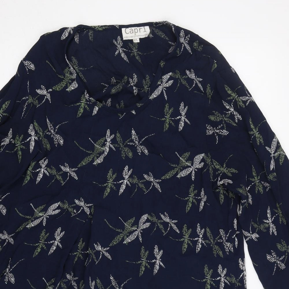 Capri Womens Beige Floral  Basic Blouse Size L