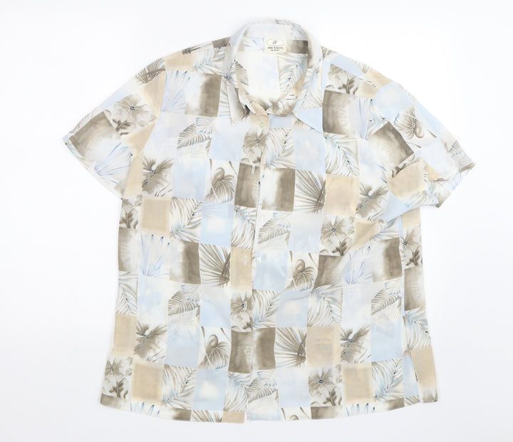 JF Womens Blue Check  Basic Button-Up Size 16  - Plants
