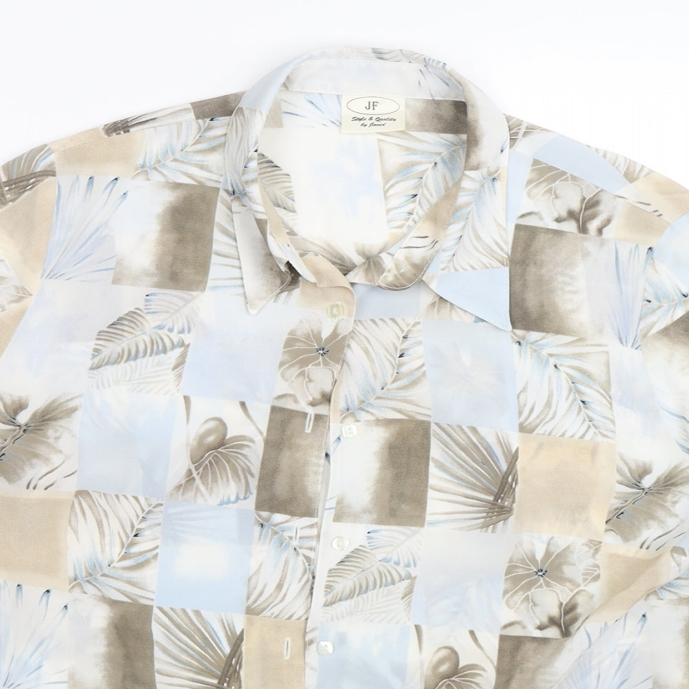 JF Womens Blue Check  Basic Button-Up Size 16  - Plants