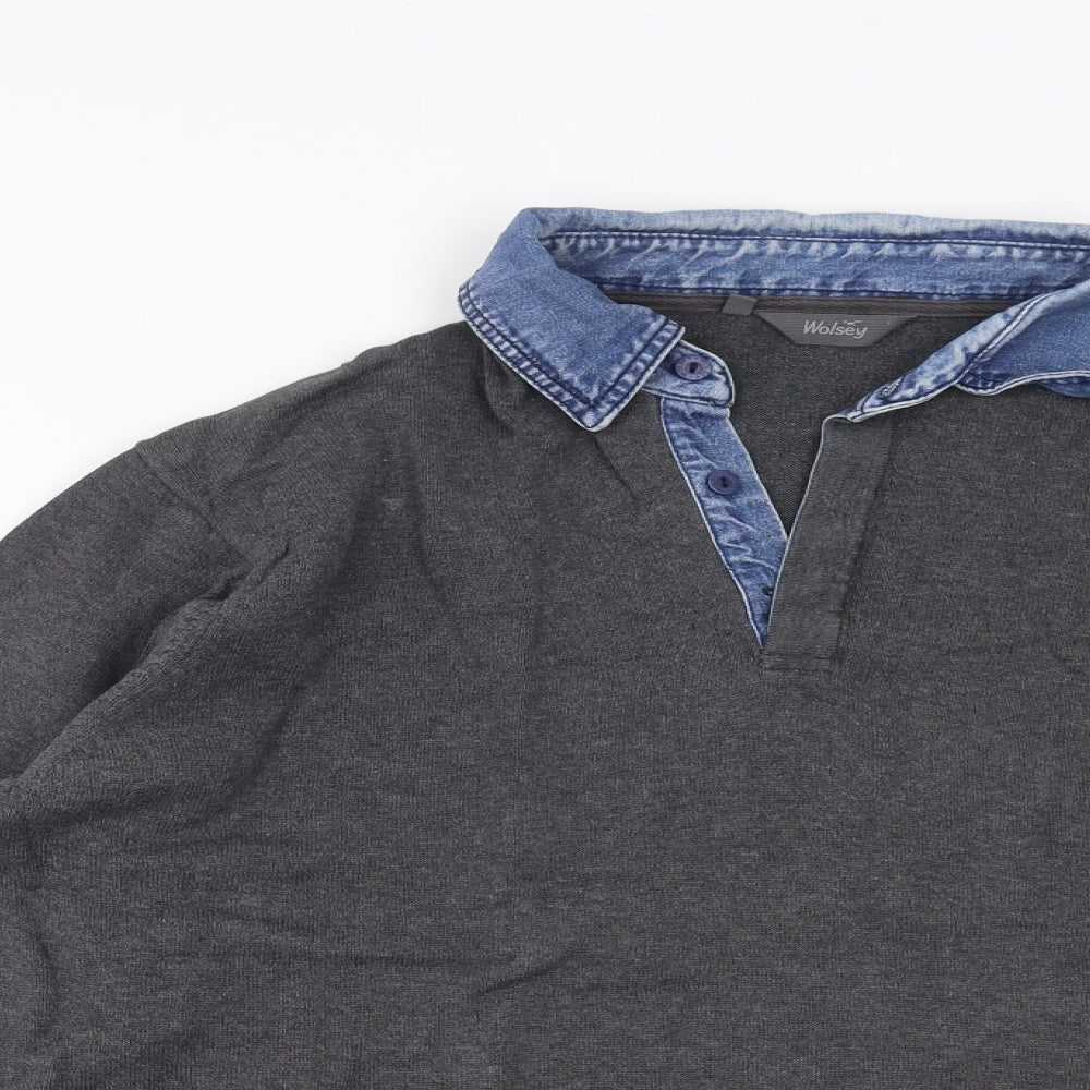 Wolsey Mens Grey  Knit Pullover Jumper Size M