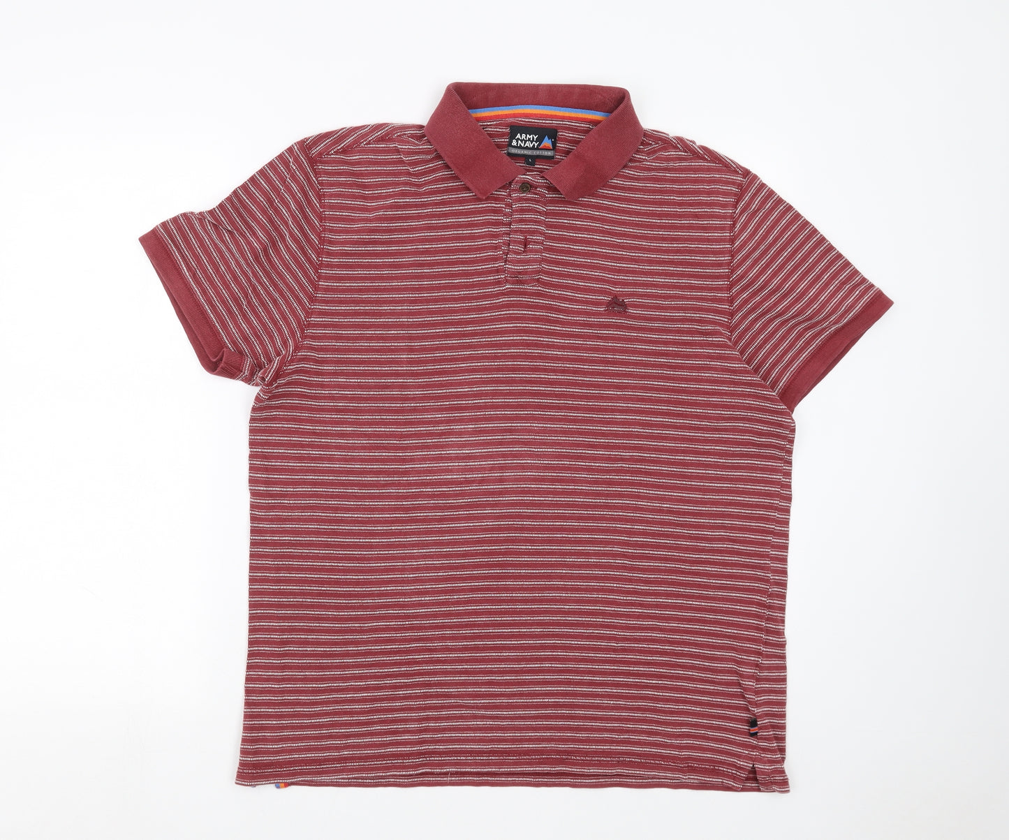 Army & Navy Mens Red Striped   Polo Size L