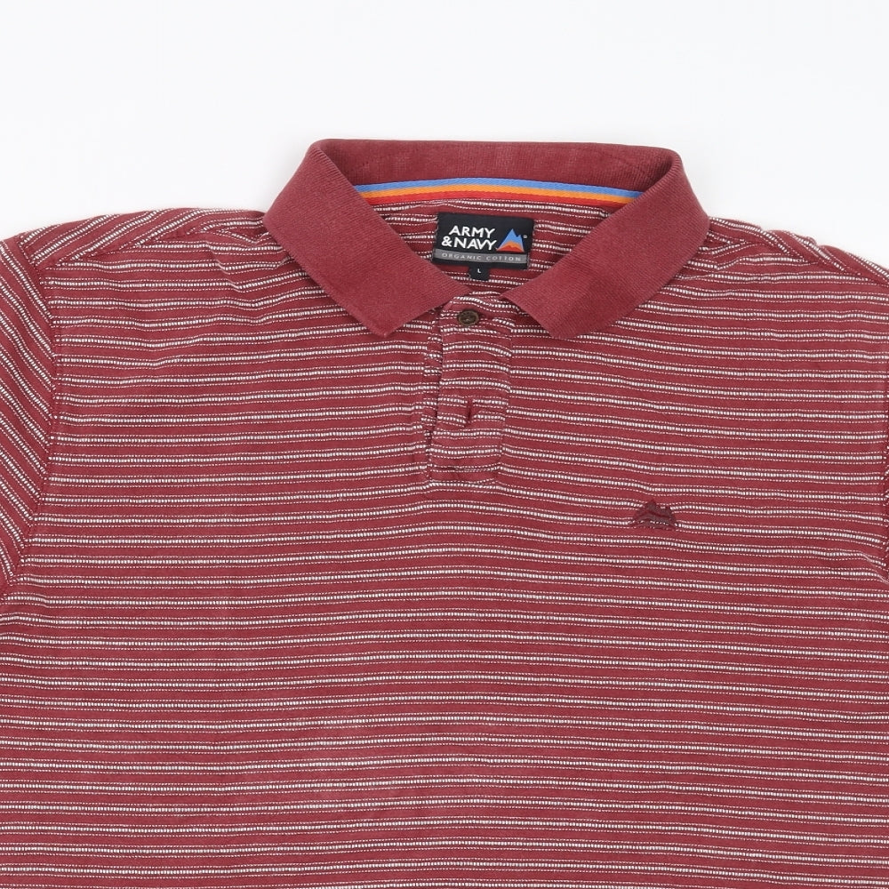 Army & Navy Mens Red Striped   Polo Size L