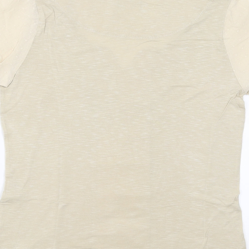 Marks and Spencer Womens Beige   Basic Blouse Size 14  - Embroidered detail