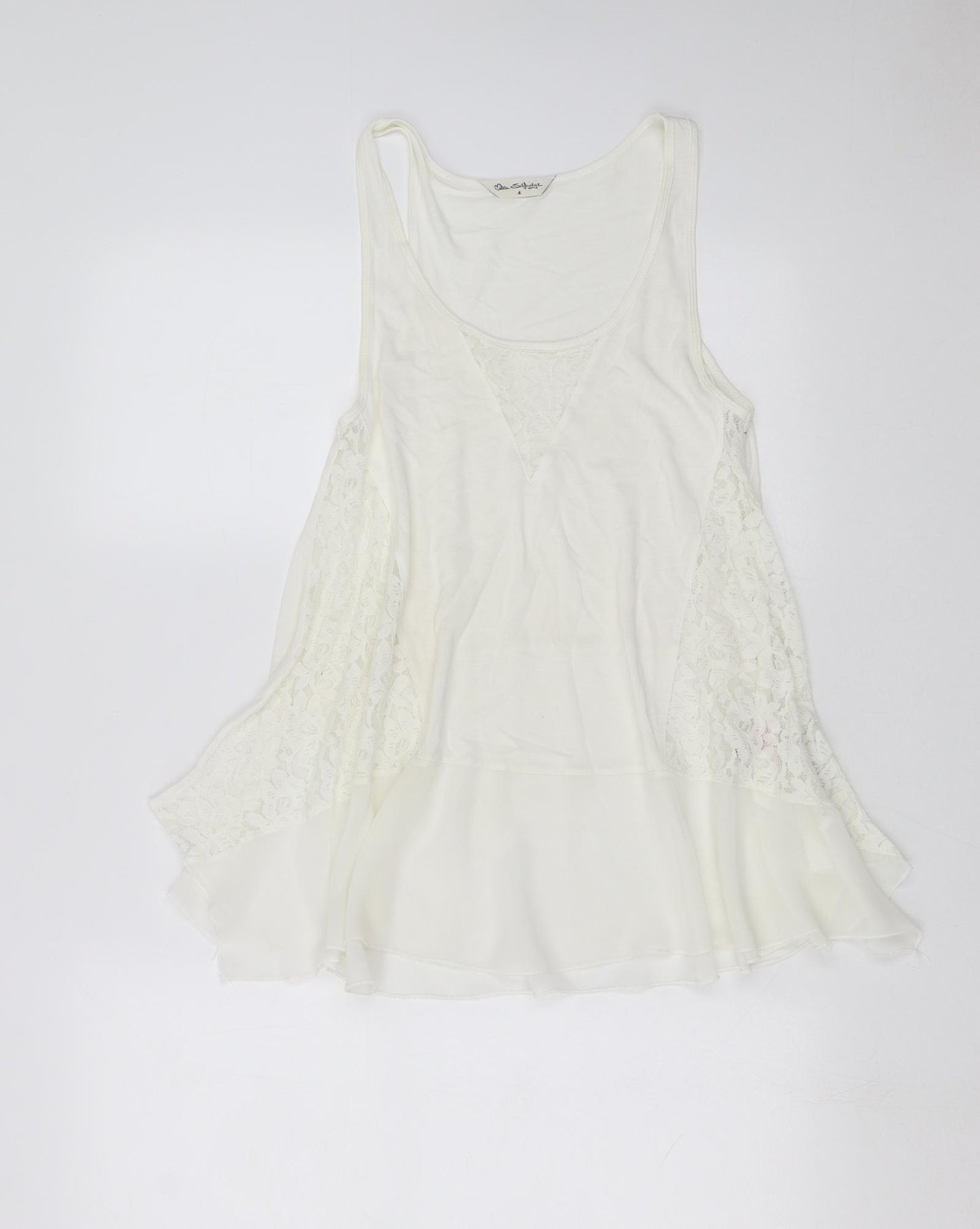 Miss Selfridge Womens Ivory   Basic Blouse Size 6  - floral lace detail