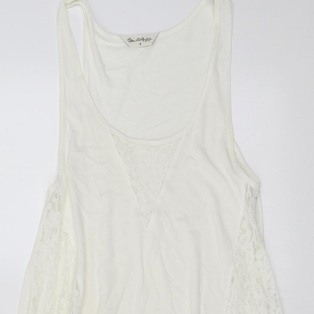 Miss Selfridge Womens Ivory   Basic Blouse Size 6  - floral lace detail